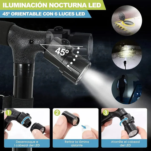 Bastón Ortopédico Plegable Con Luz Led